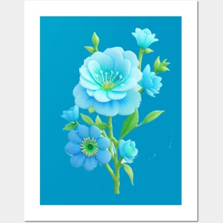 LIGHT BLUE FLOWER Posters and Art